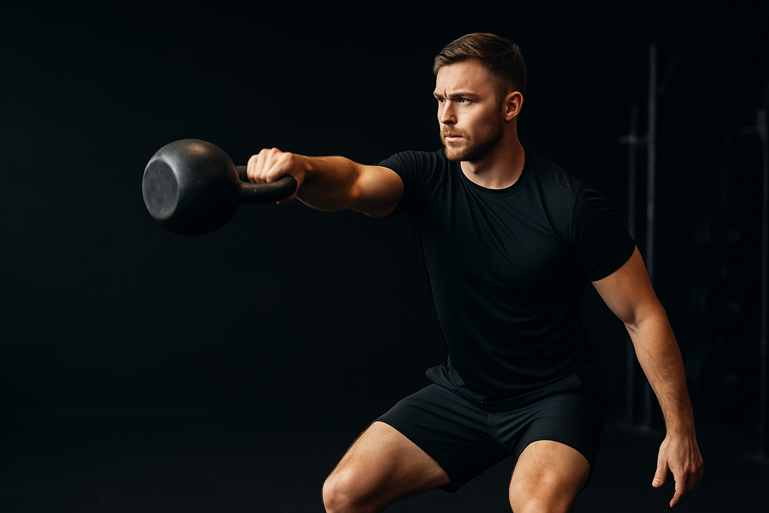 Athlete training with a kettlebell