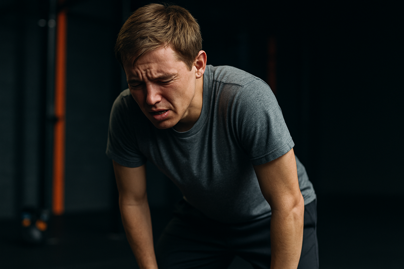 Athlete struggling during training